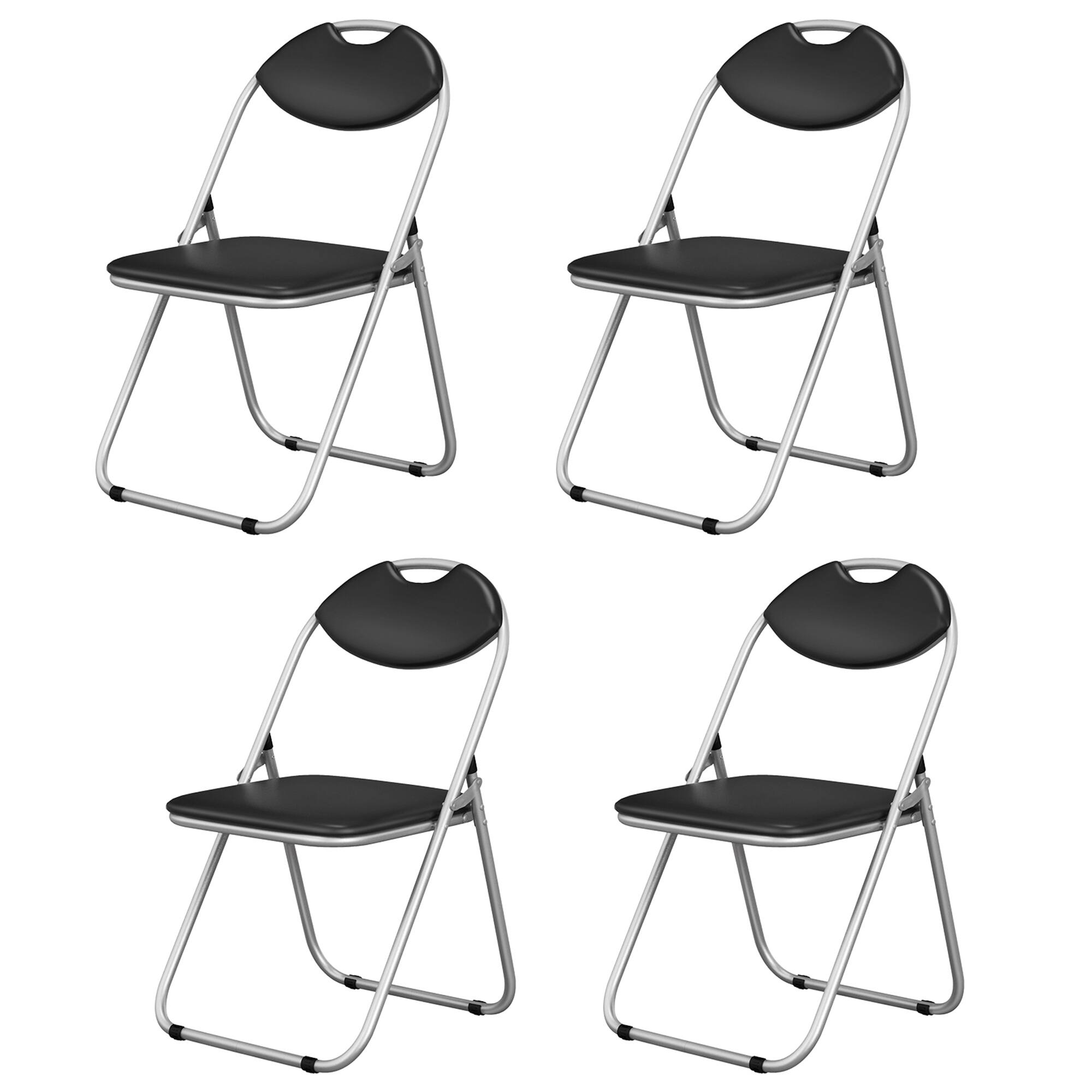 Alt View 6. Costway - 4 PCS U Shape Folding Chairs Furniture Home Outdoor Picnic Portable - Black.