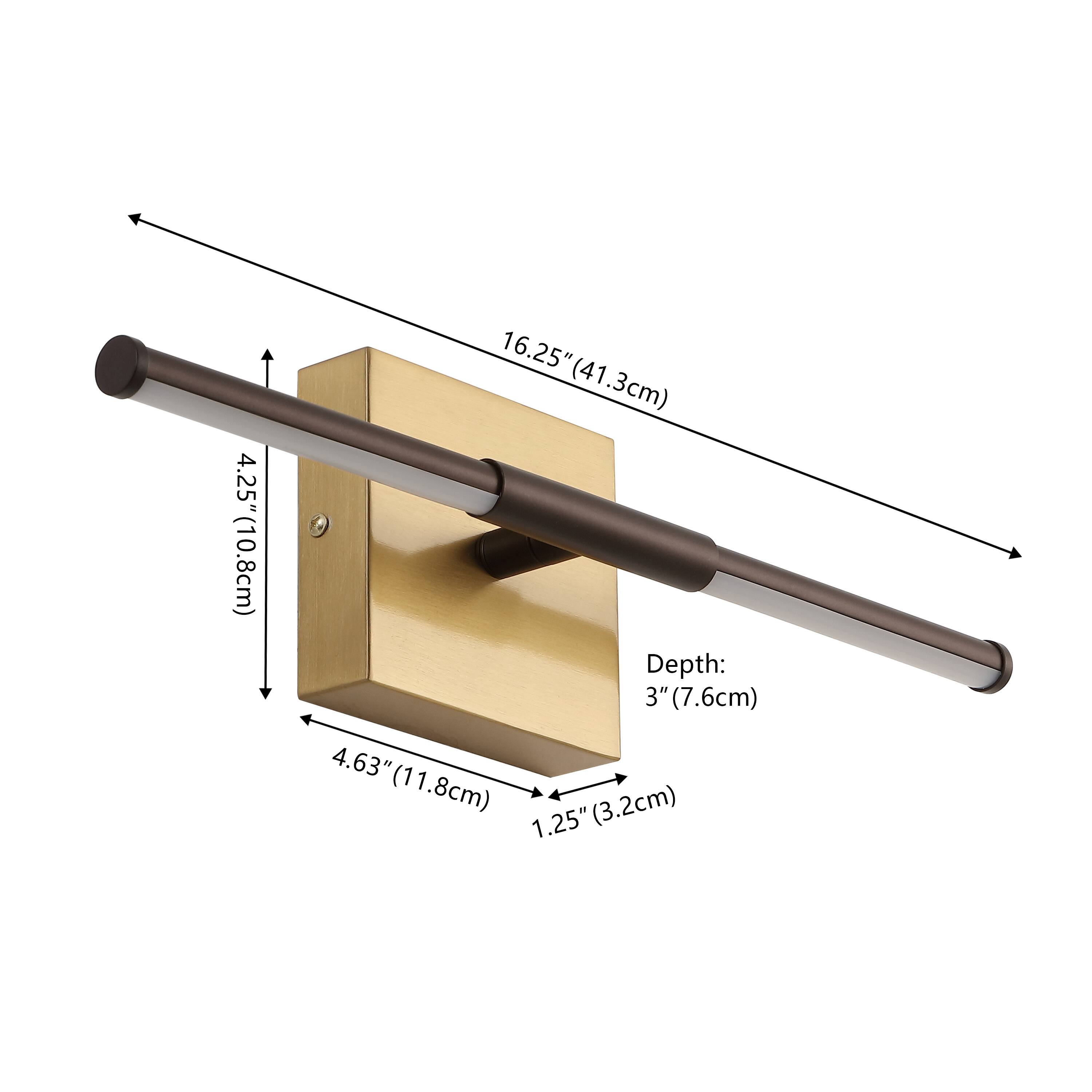 4.25" (10.8cm)  
16.25" (41.3cm)  
Depth: 3" (7.6cm)  
4.63" (11.8cm)  
1.25" (3.2cm)