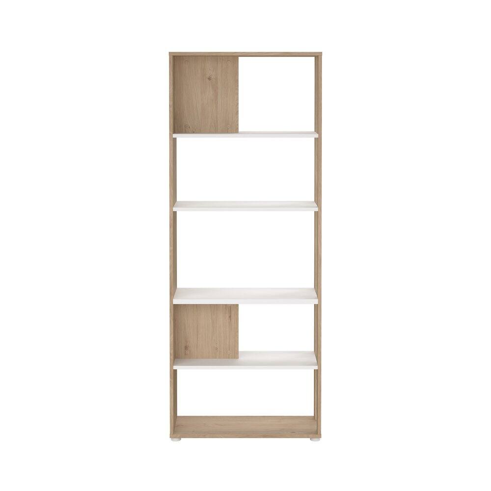 Angle. Tvilum - Sign 5 Shelf Bookcase Room Divider, Jackson Hickory/White - Brown.