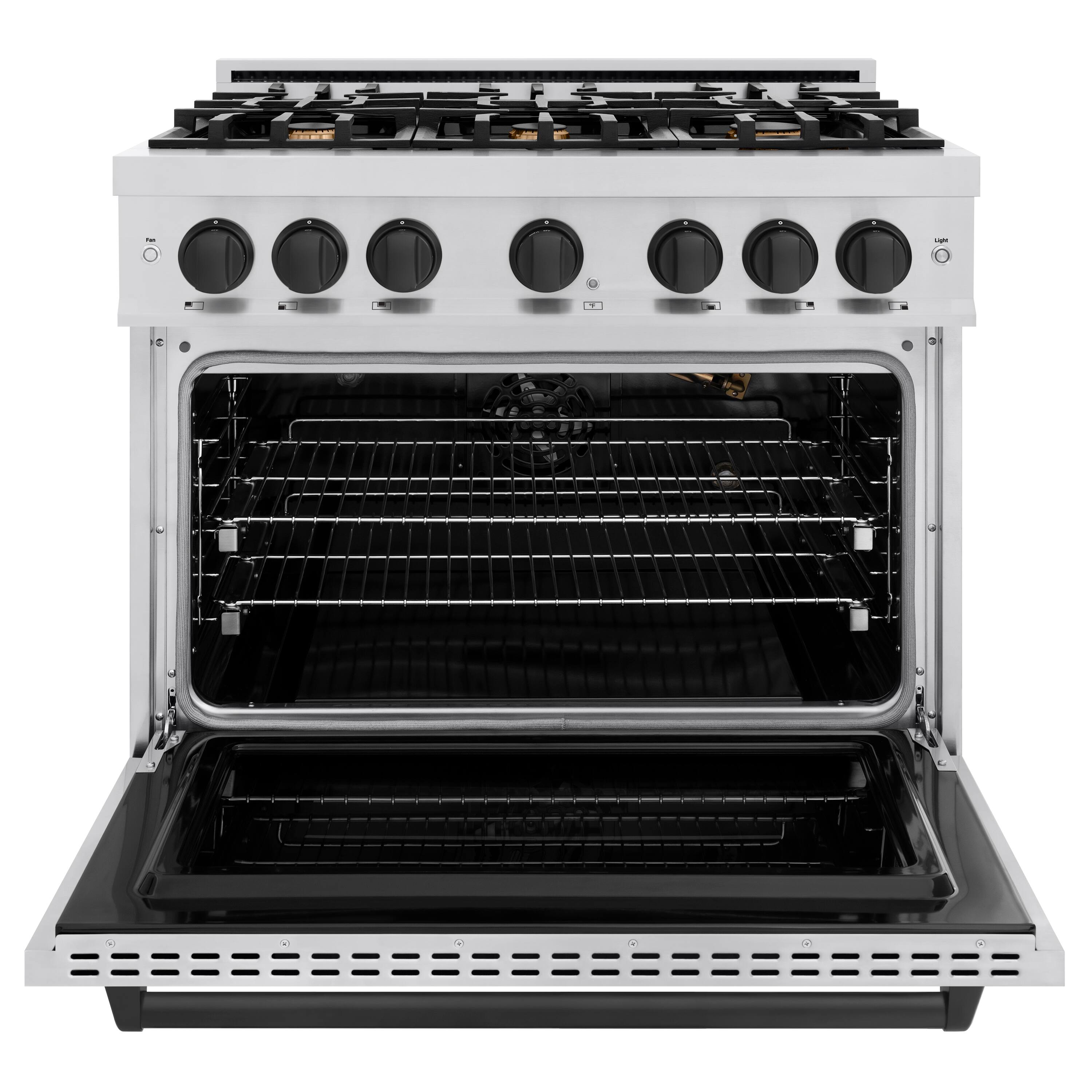 Alt View 1. ZLINE - ZLINE Autograph Edition 36" Classic Gas Range w/ 6 Burners & Matte Black Accents (CGRZ-36-MB) - Stainless Steel.