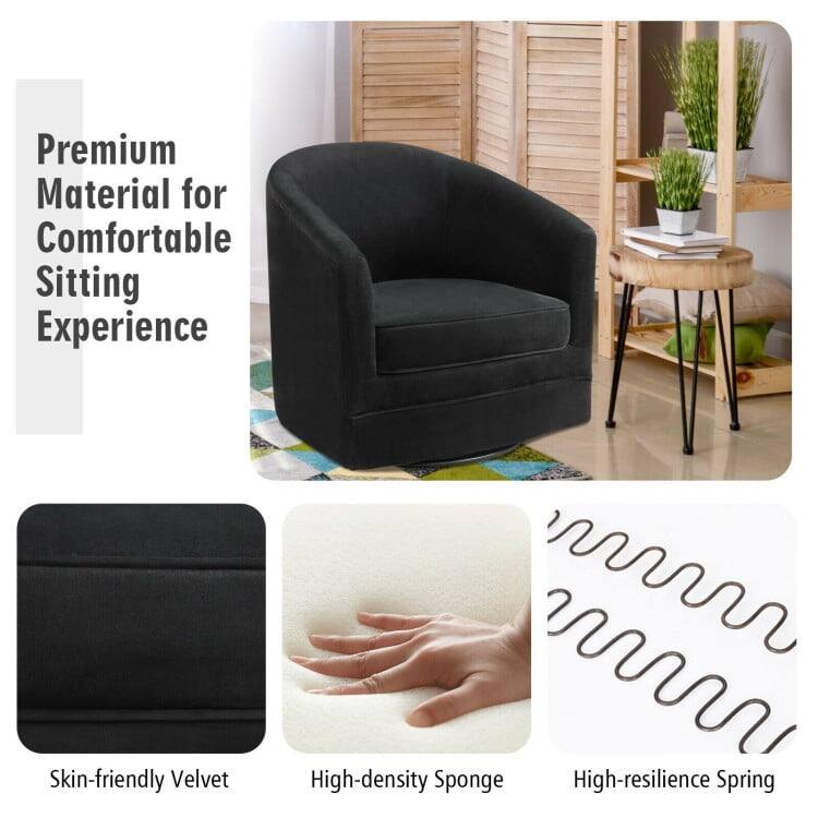 Premium Material for Comfortable Sitting Experience  
Skin-friendly Velvet  
High-density Sponge  
High-resilience Spring