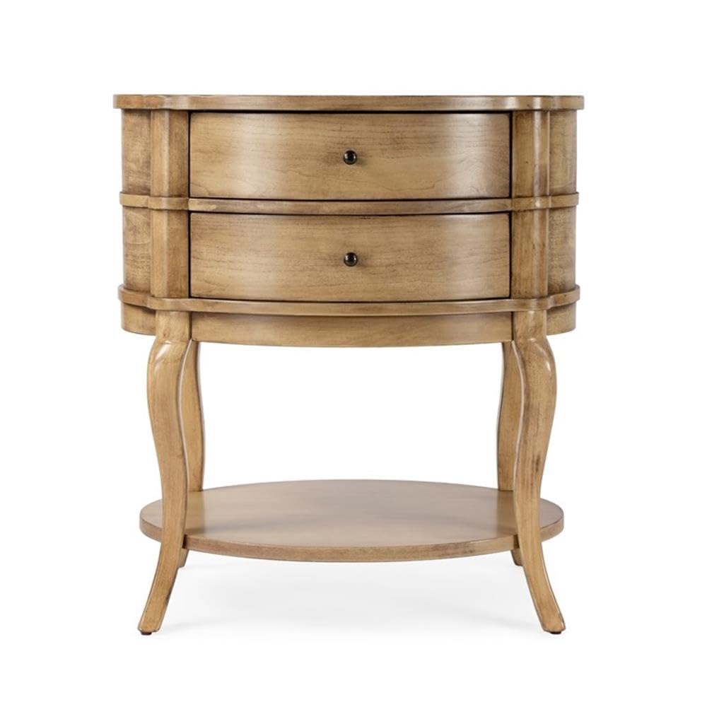 Back. Butler Specialty - Jarvis Oval 2-Drawer Side Table - Beige.