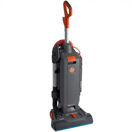 Front. Hoover - CH54115 HushTone 15+ Upright Vacuum – Bagged, HEPA, Gray/Orange, IntelliBelt™, Quiet 69 dB, 40′ Cord - Gray.