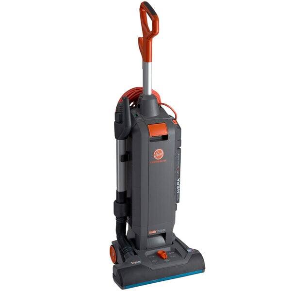 Hoover - CH54115 HushTone 15+ Upright Vacuum – Bagged, HEPA, /Orange, IntelliBelt™, Quiet 69 dB, 40′ Cord - Gray