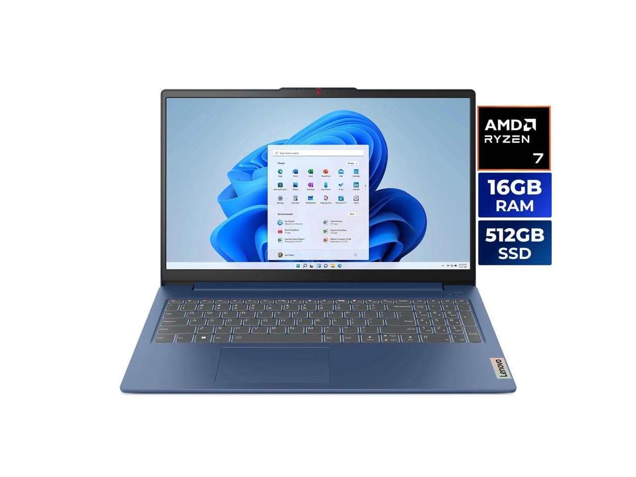Lenovo - Ideapad Slim 3 15.6" Laptop AMD Ryzen 7 7730U 16GB RAM 512GB SSD Windows 11 Home (82XM0035US)