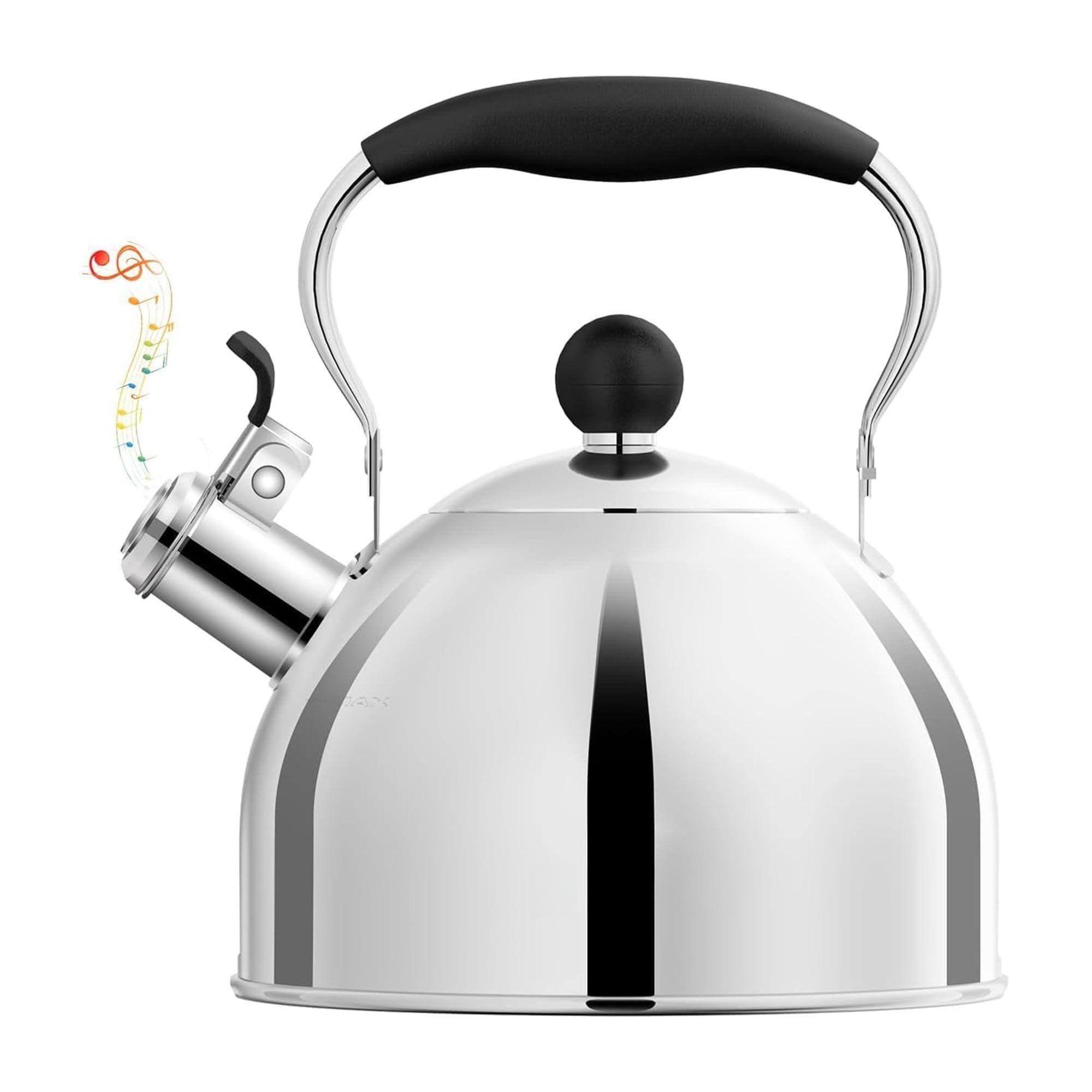 Alt View 1. Dapper Styles - Tea Kettle 2 Quart Stainless Steel Whistling Stovetop Teakettle Pots For Stove Top With Folding Handle Teap... - White.
