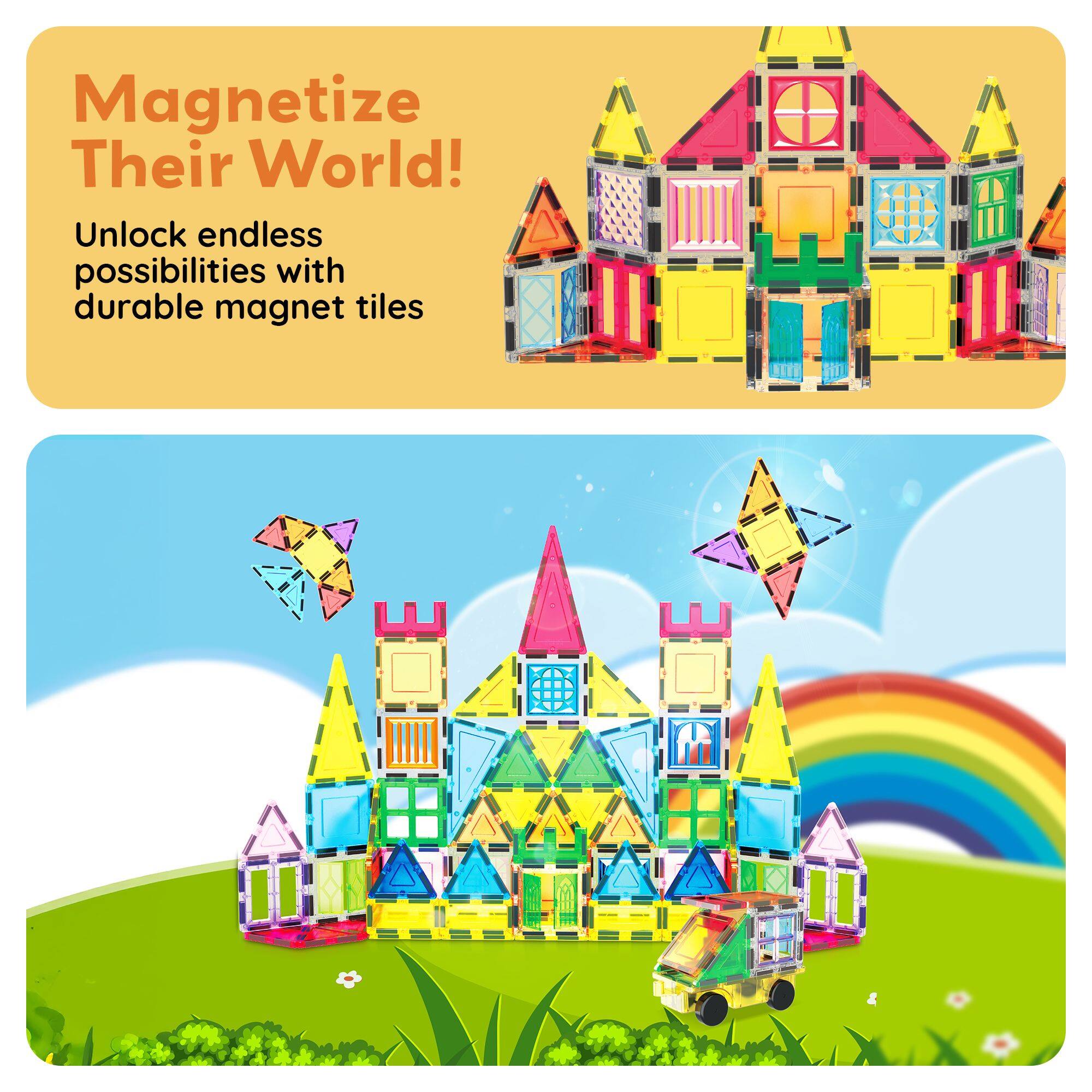 Magnetize Their World!  
Unlock endless possibilities with durable magnet tiles