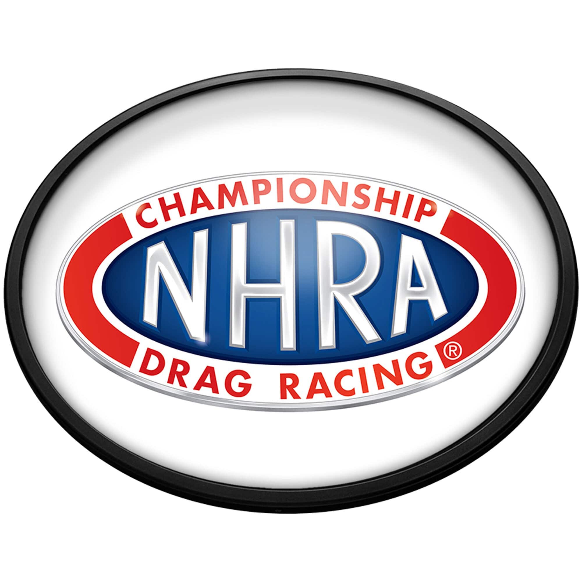 The Fan-Brand - NHRA Championship Drag Racing 18'' x 14'' Slimline Illuminated Oval Wall Sign - Multicolor