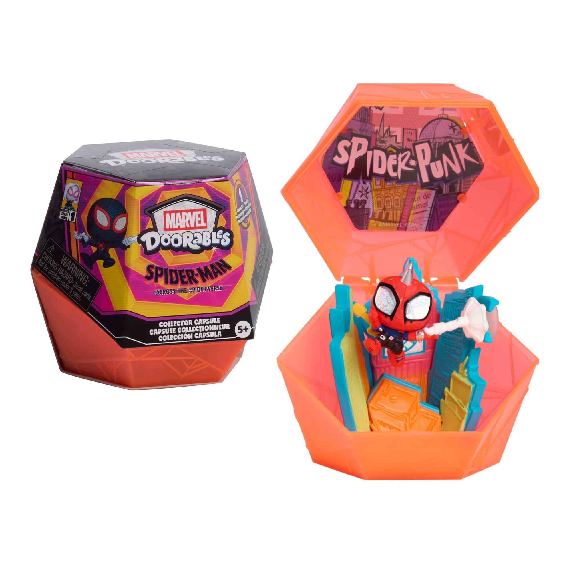 MARVEL DOORABLES MARVEL F DOORABLES CHOKING HAZARD - WARNING: SPIDER-MAN under 5 years. parts. COLLECTOR CAPSULE CAPSULE COLLECTIONNEUR CAPSULA 5+ COLECCIÓN

SPIDER PUNK de amet