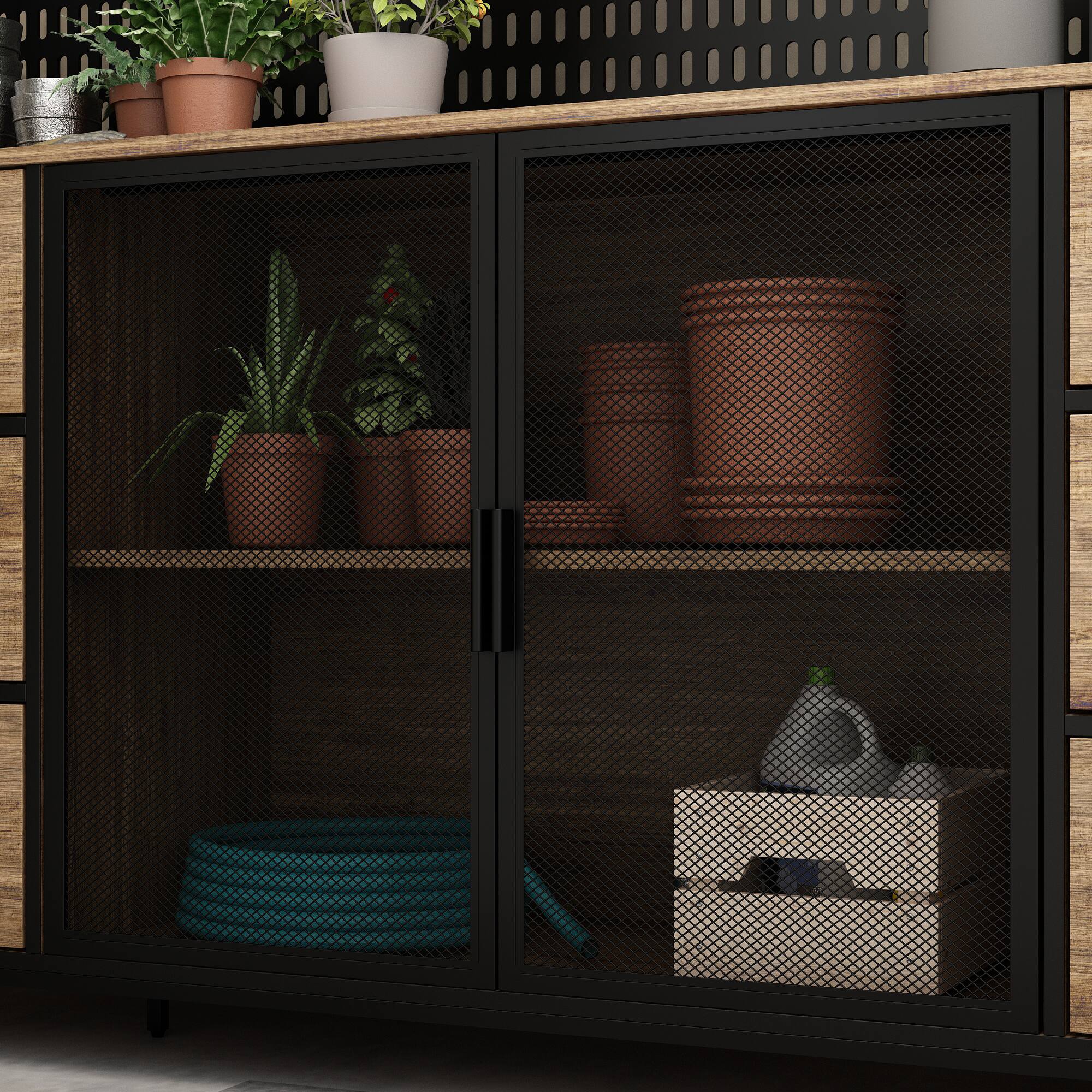 Alt View 4. FUFU & GAGA - FUFU&GAGA Industrial - Style Kitchen Storage Unit: Organized & Stylish Pantry Cabinet - Brown.