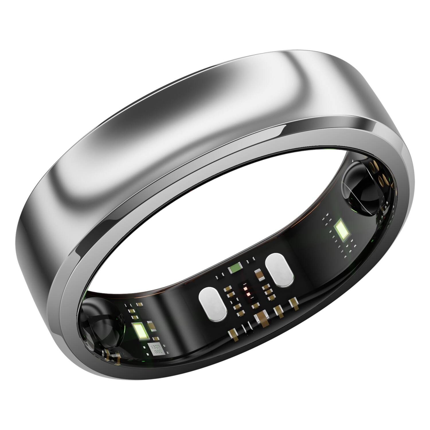Alt View 10. RINGCONN - Gen 3 Smart Ring with Vascular Health Insights, Vibration Alerts, Sleep Apnea Monitoring, Charging Case - Size 6 - Future Silver.