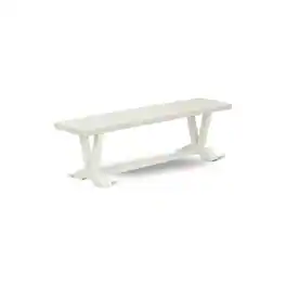 East West Furniture - V2-026 3 Pc Table Set - 1 Linen White Wood Dining Table and 2 Mid Century Modern Bench - Stable and - Multi-Color