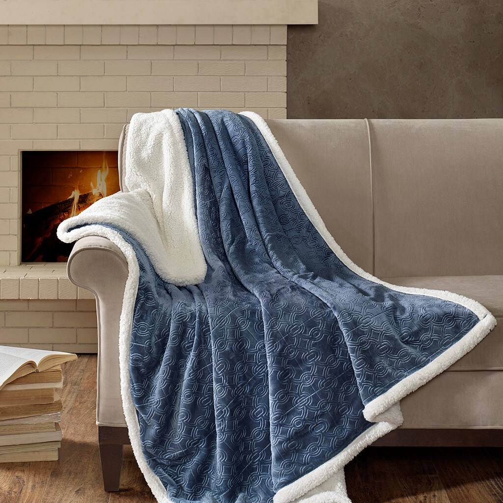 Alt View 5. Gracie Mills - Gracie Mills Villarreal Oversized Plush Throw Blanket - Blue.