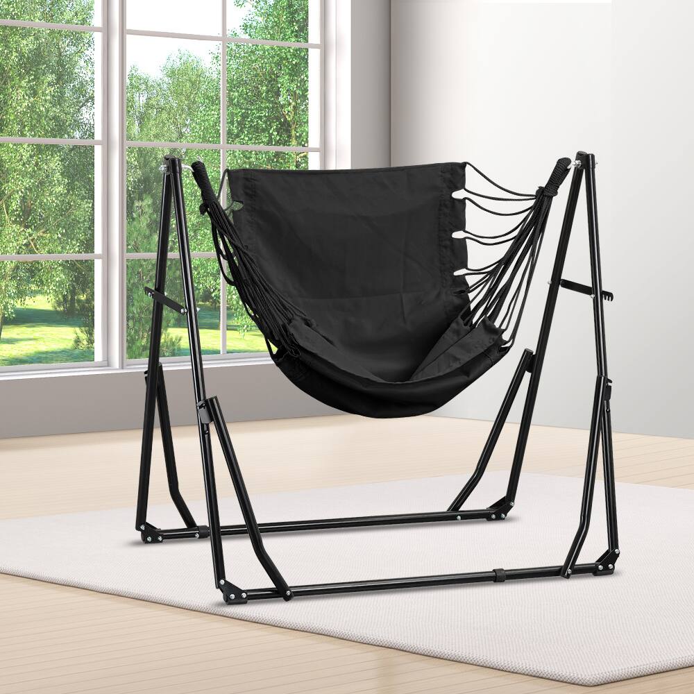 Alt View 3. Ainfox - Ainfox 2 in 1 Outdoor Hammock Swing Chair with Portable Heavy Duty Stand - black.