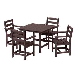 WestinTrends - Ashore 5-Piece HDPE Outdoor Square Patio Dining Table Set with Armchairs - Dark Brown