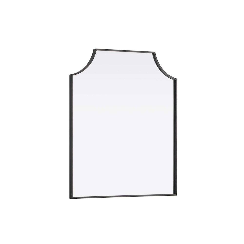 Back. Elegant Kitchen and Bath - Notched Metal Mirror 27x32 inch in Black - Black.