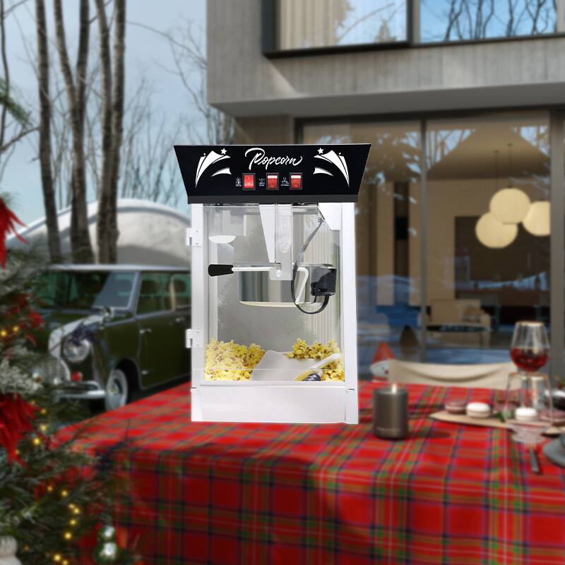 Front. GOODSILO - Commercial Popcorn Maker Machine, 12 Oz Kettle, Stainless Steel, Tempered Glass, 850W Countertop Popper - Black.