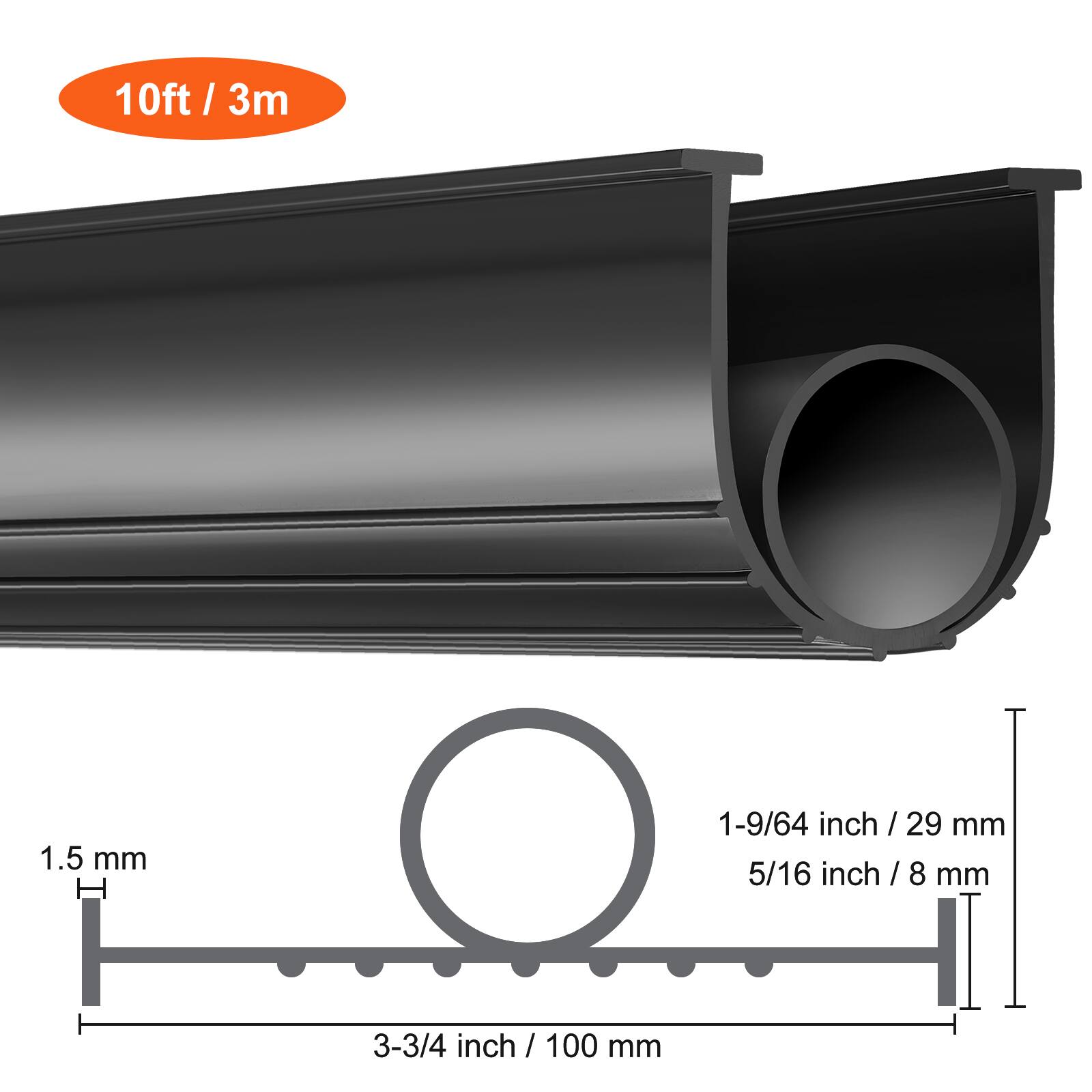 10ft / 3m

1.5 mm

1-9/64 inch / 29 mm

5/16 inch / 8 mm

3-3/4 inch / 100 mm