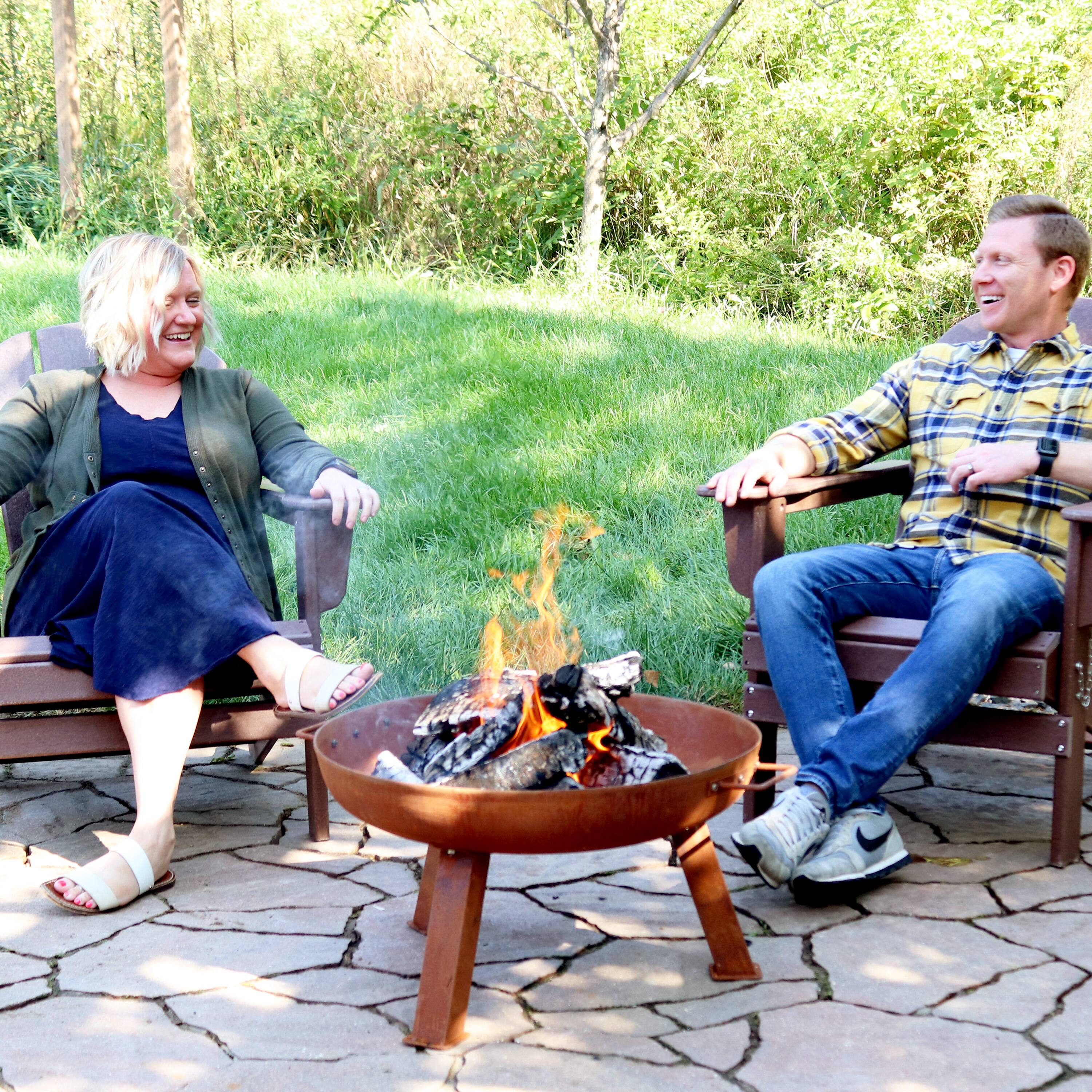 Alt View 8. Sunnydaze - 24 in Small Rustic Cast Iron Fire Pit Bowl with Stand - Rust.