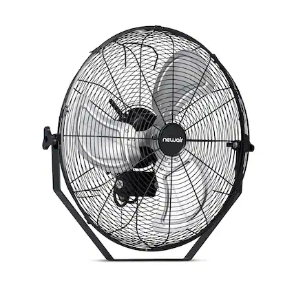 Front. NewAir - 20" Outdoor High Velocity Wall Mounted Fan with 3 Fan Speeds and Adjustable Tilt Head - Black.