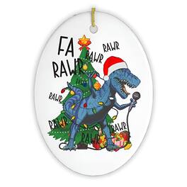 OrnamentallyYou - Karaoke Dinosaur T-Rex Funny Christmas Ornament - Multi-colored