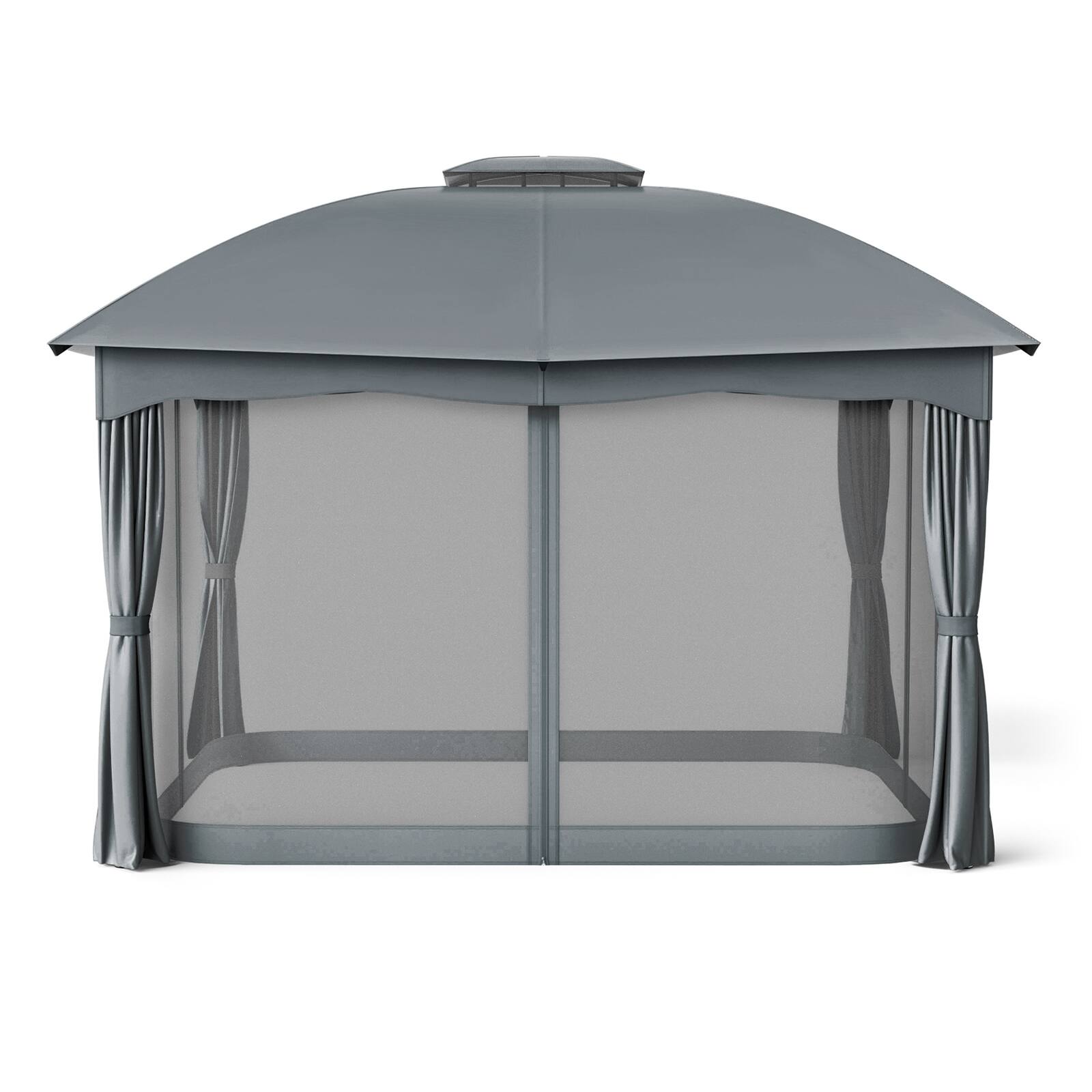 Alt View 6. Sugift - 12 x 10 Feet Canopy Double Vented Heavy Duty Steel Gazebo - Grey.