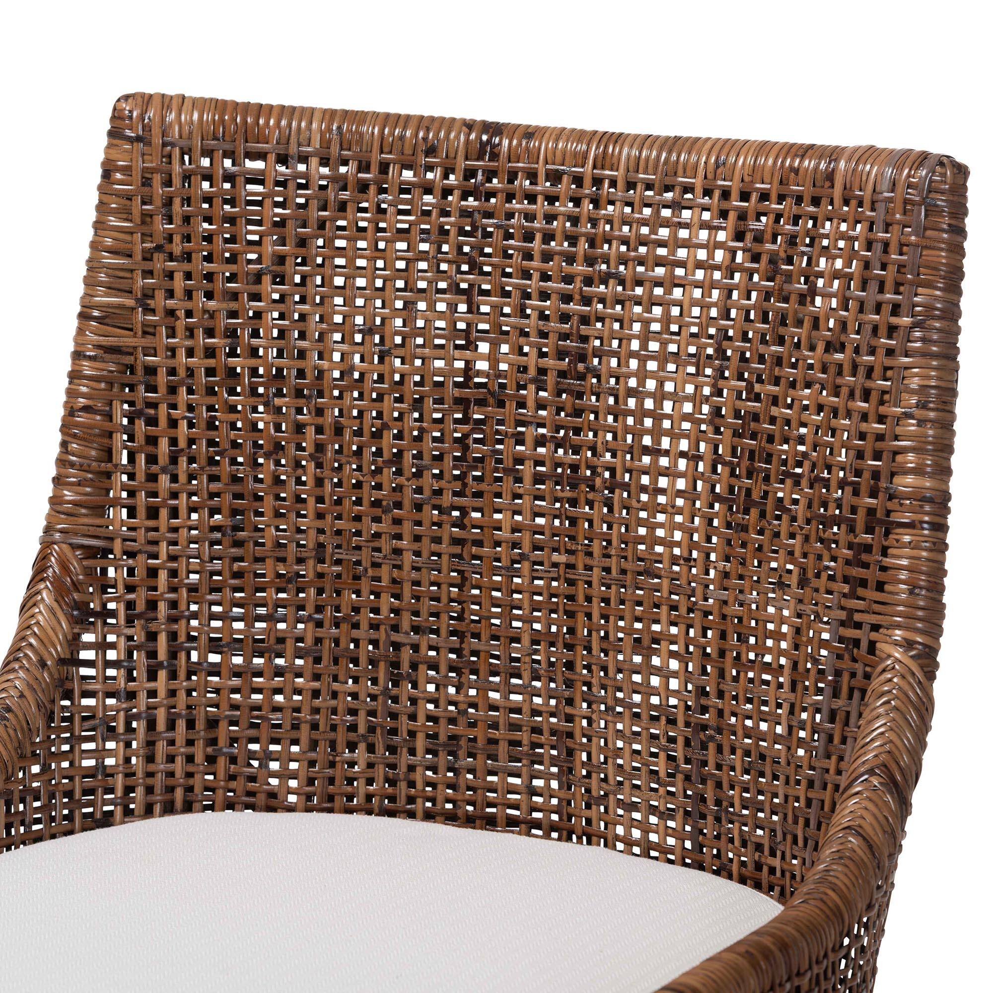 Alt View 1. bali & pari - Bella Swivel Rattan Bar Stool with Cushion - Handwoven Wicker Bar Chair with Backrest and Footrest - Coffee Bean.