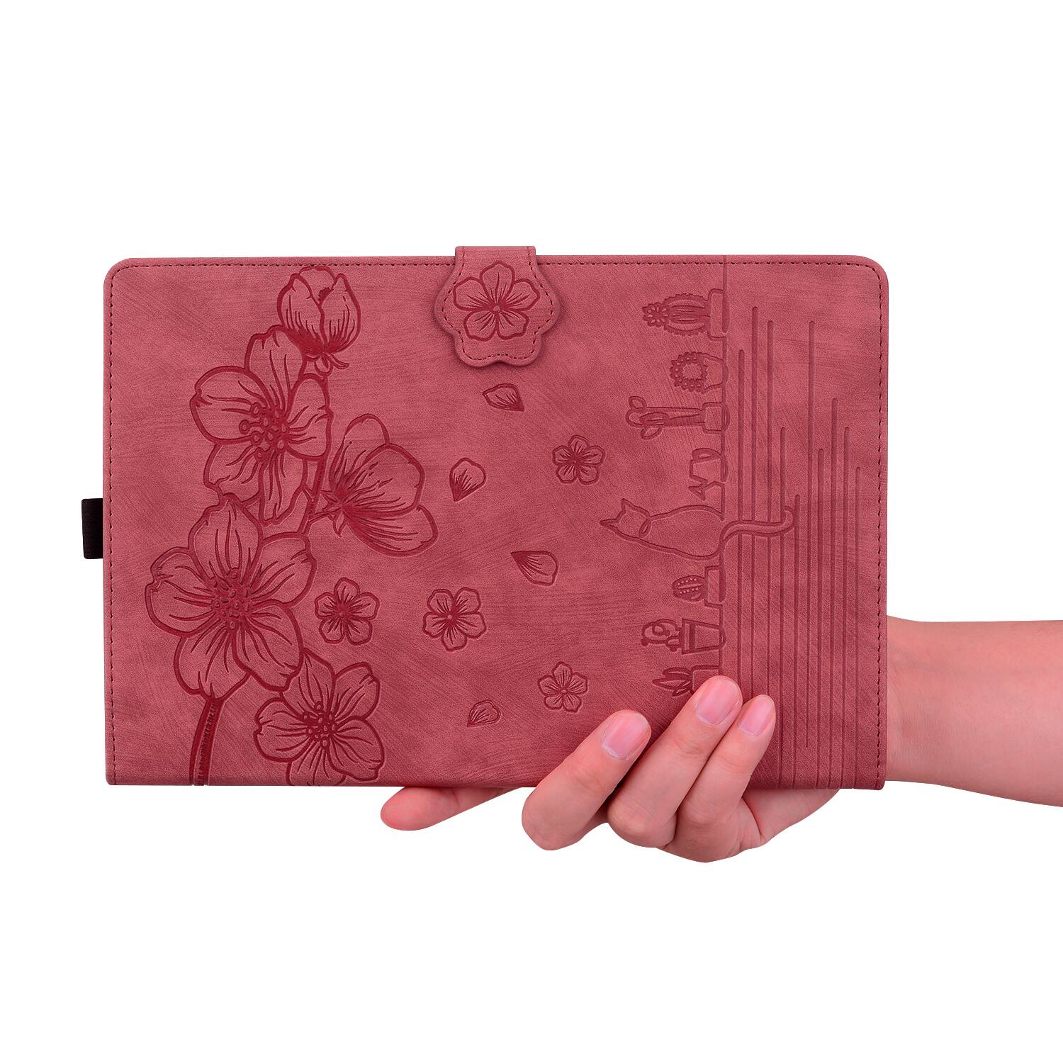 Alt View 1. Dteck - For Amazon Kindle Paperwhite (2024) and Kindle Colorsoft Embossed Flower Pattern Folio Case Card Slots Kickstand Cover - Winered.