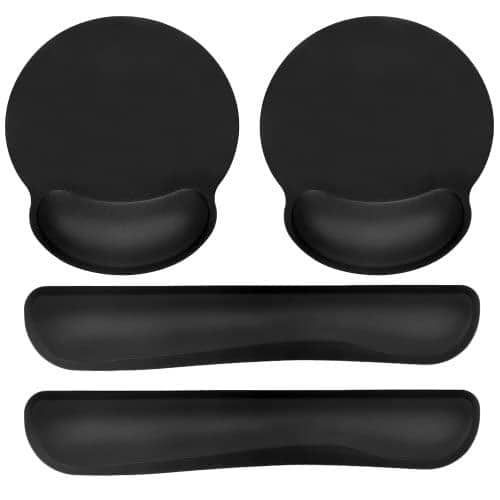 Earthley Blooms - Wrist Rest And Mouse Pad Support Memory Foam Set For Office Laptop Computer Gaming Comfortable Typing &wrist - Black-2P-Keyboard and Mouse Wrist Rest
