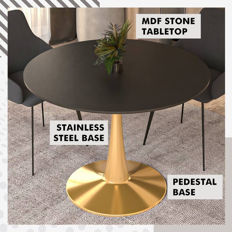 MDF Stone Tabletop  
Stainless Steel Base  
Pedestal Base