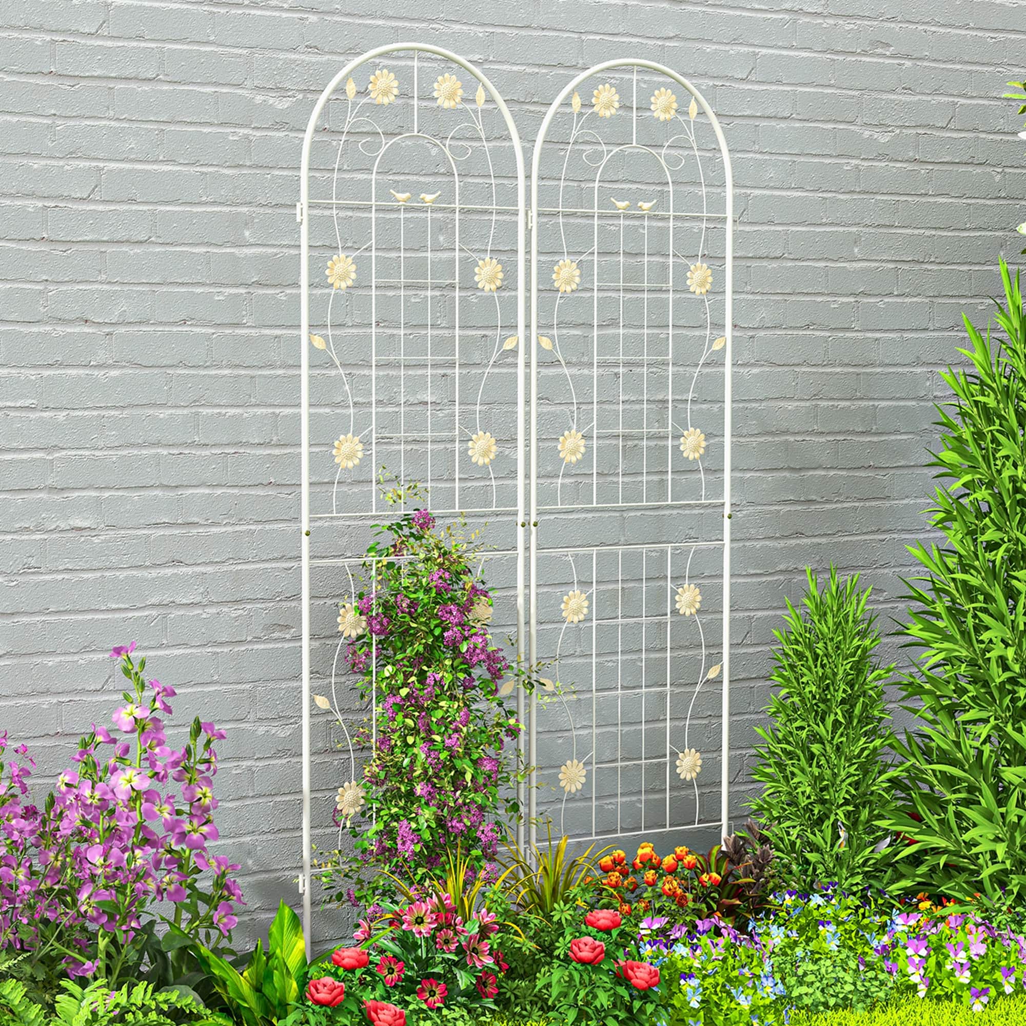 Costway 2 Pack Rustproof Metal Garden Trellis 71