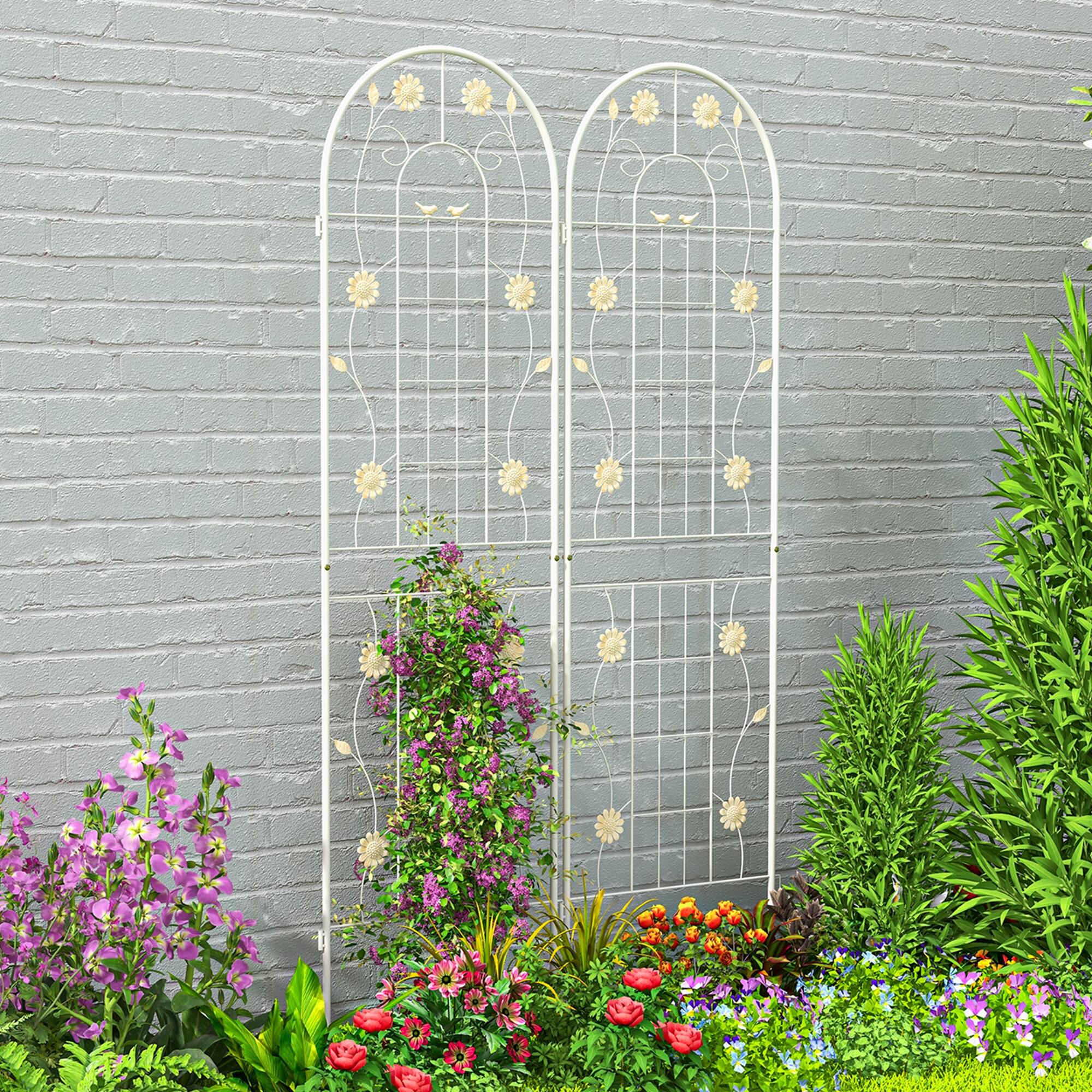 Alt View 3. Costway - 2 Pack Rustproof Metal Garden Trellis 71" x 20" Wire Lattice Panel for Patio - White.