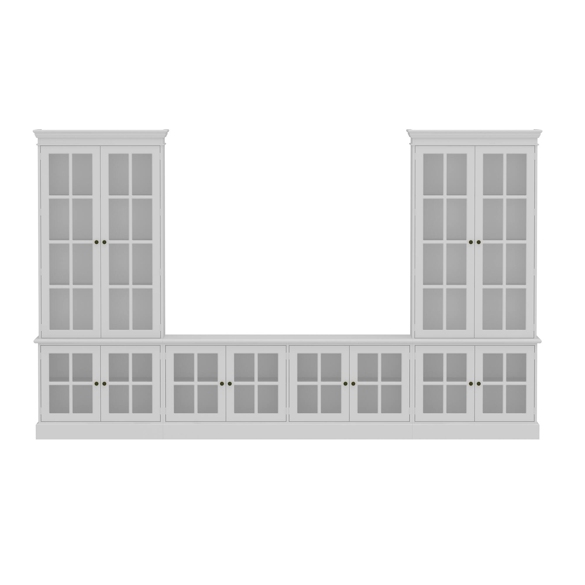 Famapy - Large Glass - Door Display Cabinet Set for Living Room & Dining Area - White