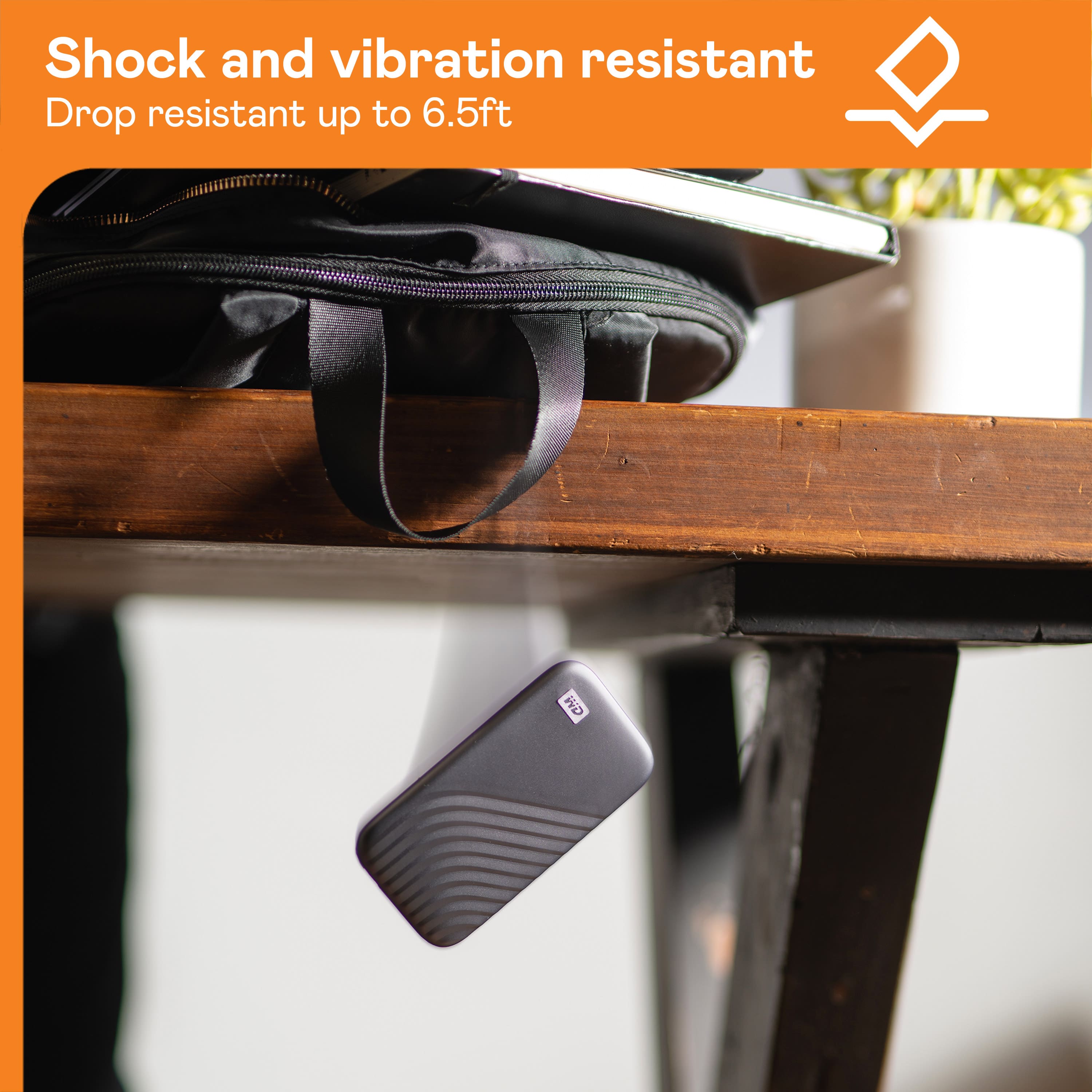 Shock and vibration resistant: Drop resistant up to 6.5ft.
