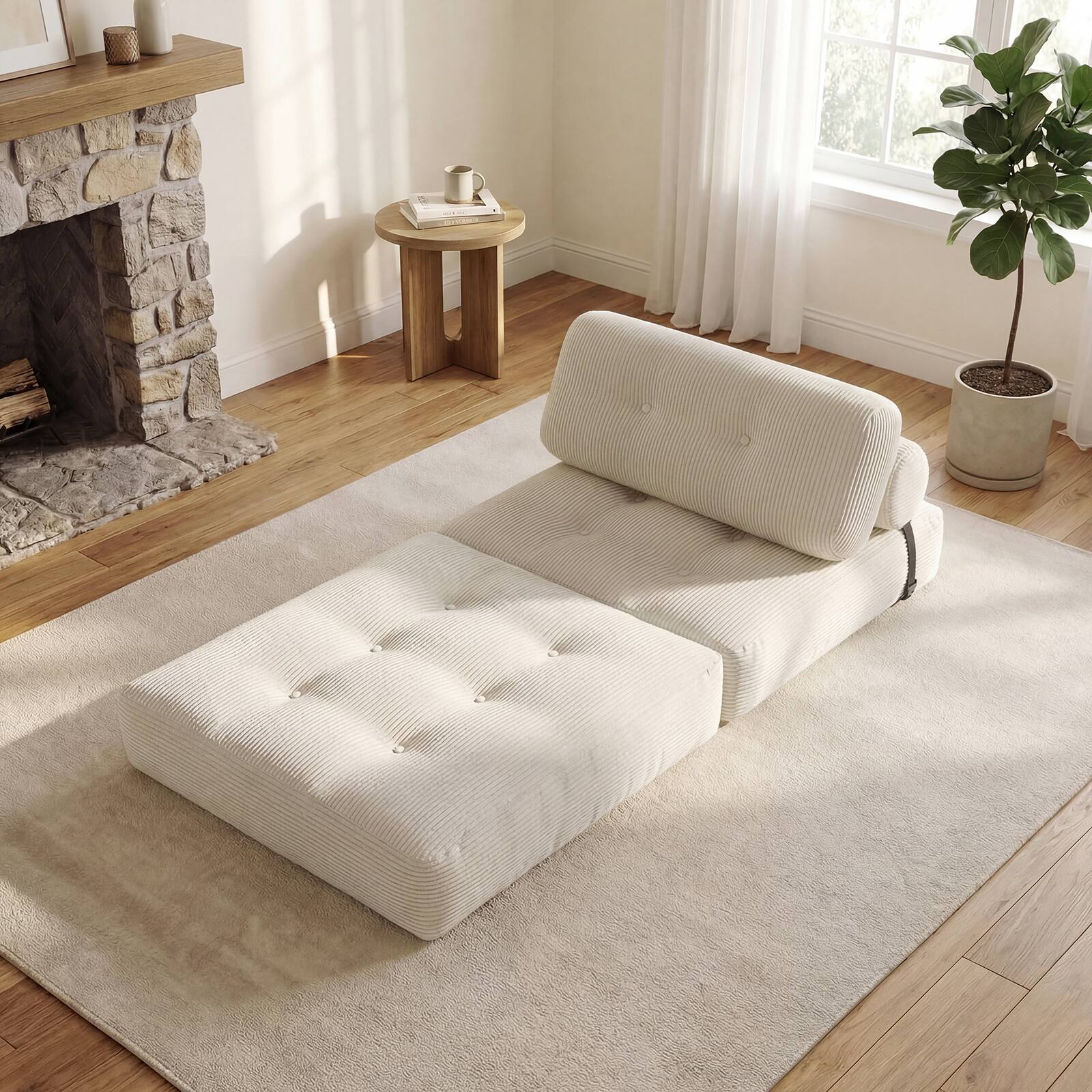 Alt View 4. Costway - Costway Folding Sofa Bed, Convertible Sleeper Chair with Pillow Back Support Corduroy Cover - Beige.