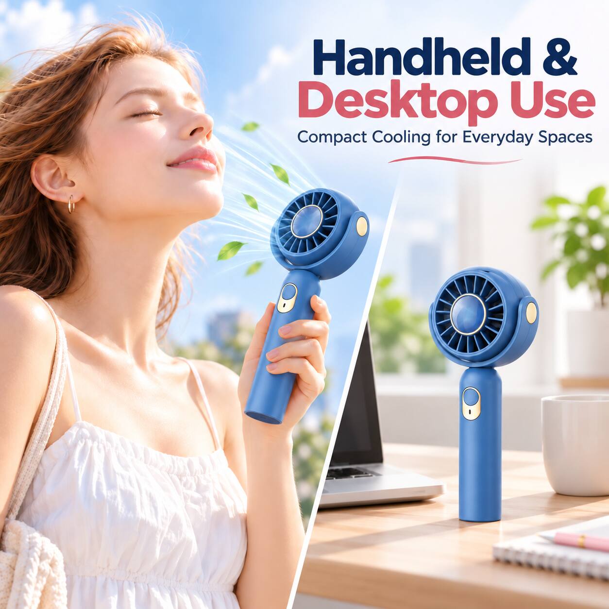 Handheld & Desktop Use  
Compact Cooling for Everyday Spaces
