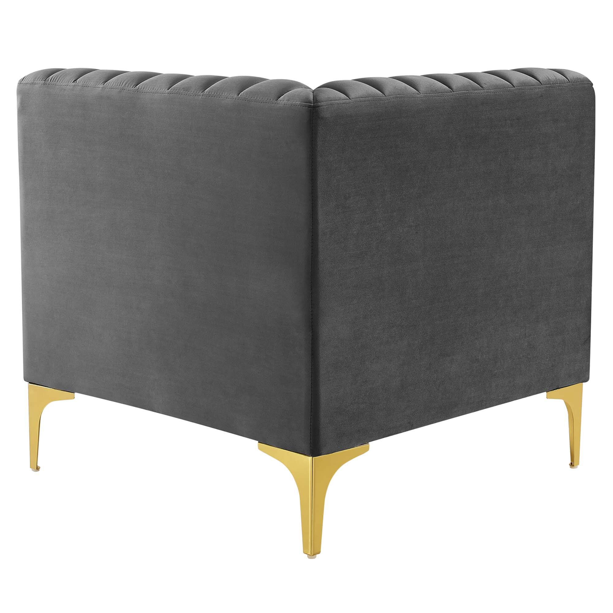 Back. Modway - Triumph Channel Tufted Performance Velvet Sectional Sofa Corner Chair by Modway - Gray.