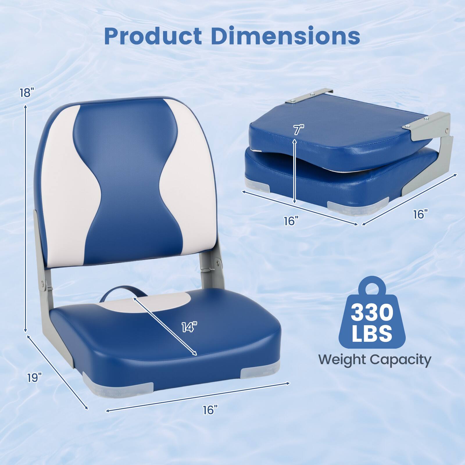 Product Dimensions: 18" x 7" x 16" x 16" x 19" x 14"  
Weight Capacity: 330 LBS