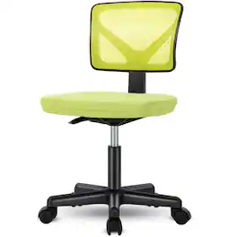 Bestier - Ergonomic Low-Back Mesh Armless Office Chair, Adjustable Swivel Rolling Computer Chair Home Office Desk Chair - Green
