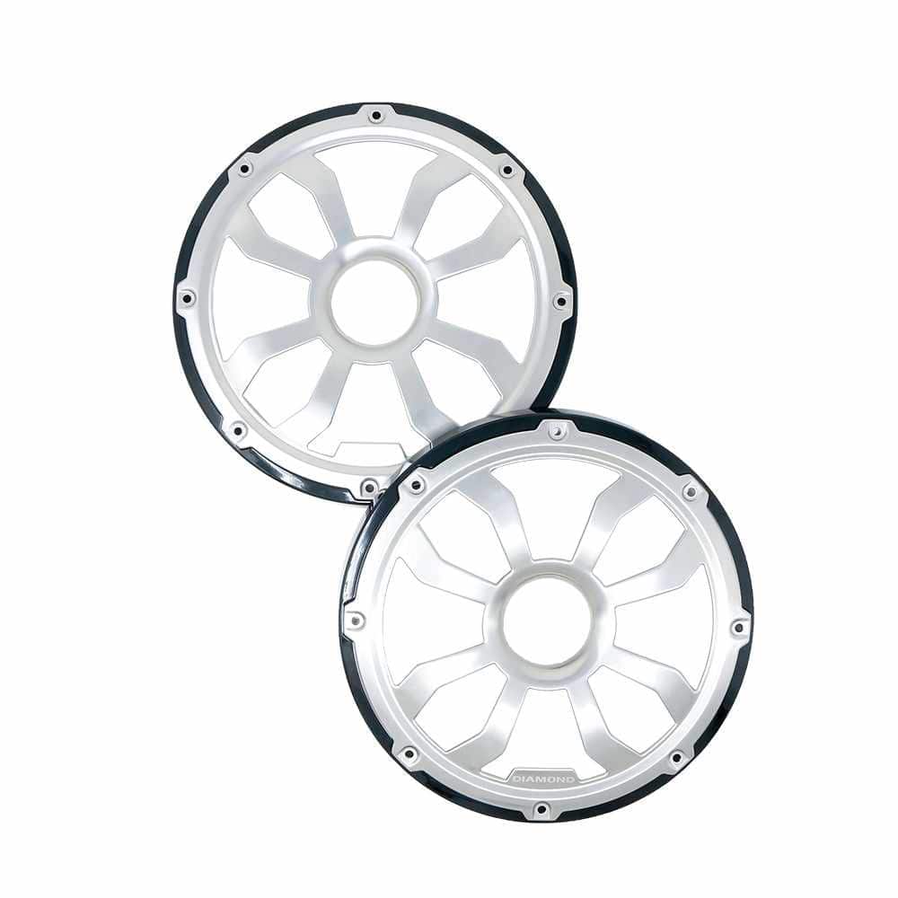 Diamond Audio - HXM8FGB Motorsport 8" Flush Mount Speaker Grills, Pair, Black/Stainless - Black/Gray