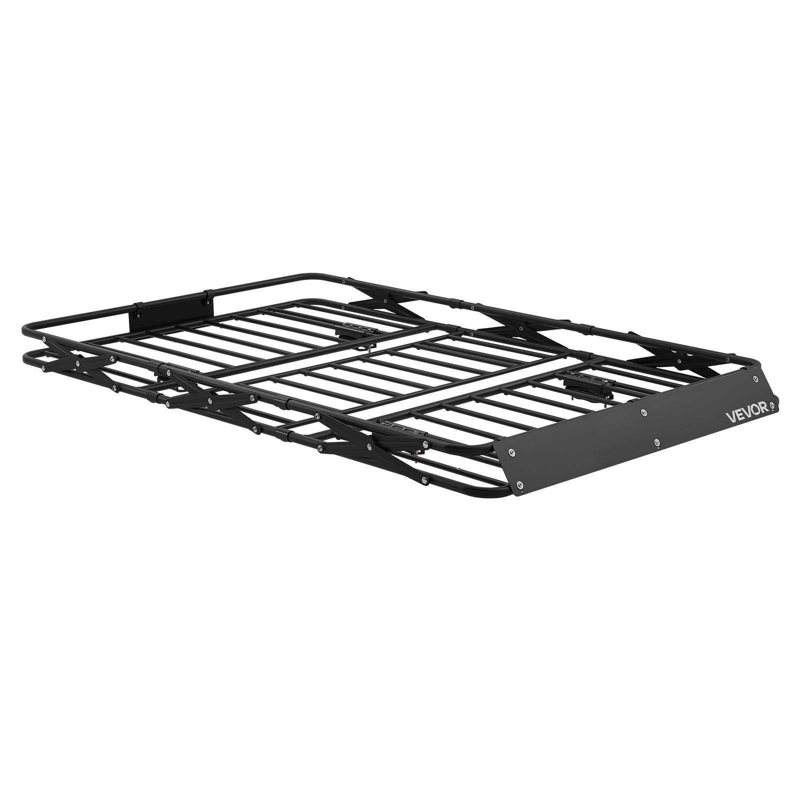 Alt View 5. VEVOR - Roof Rack Cargo Basket, 64 x 39 x 4 in, Heavy Duty Roof Top Carrier Basket with Folding Design, 200 lbs Capacity - Black.
