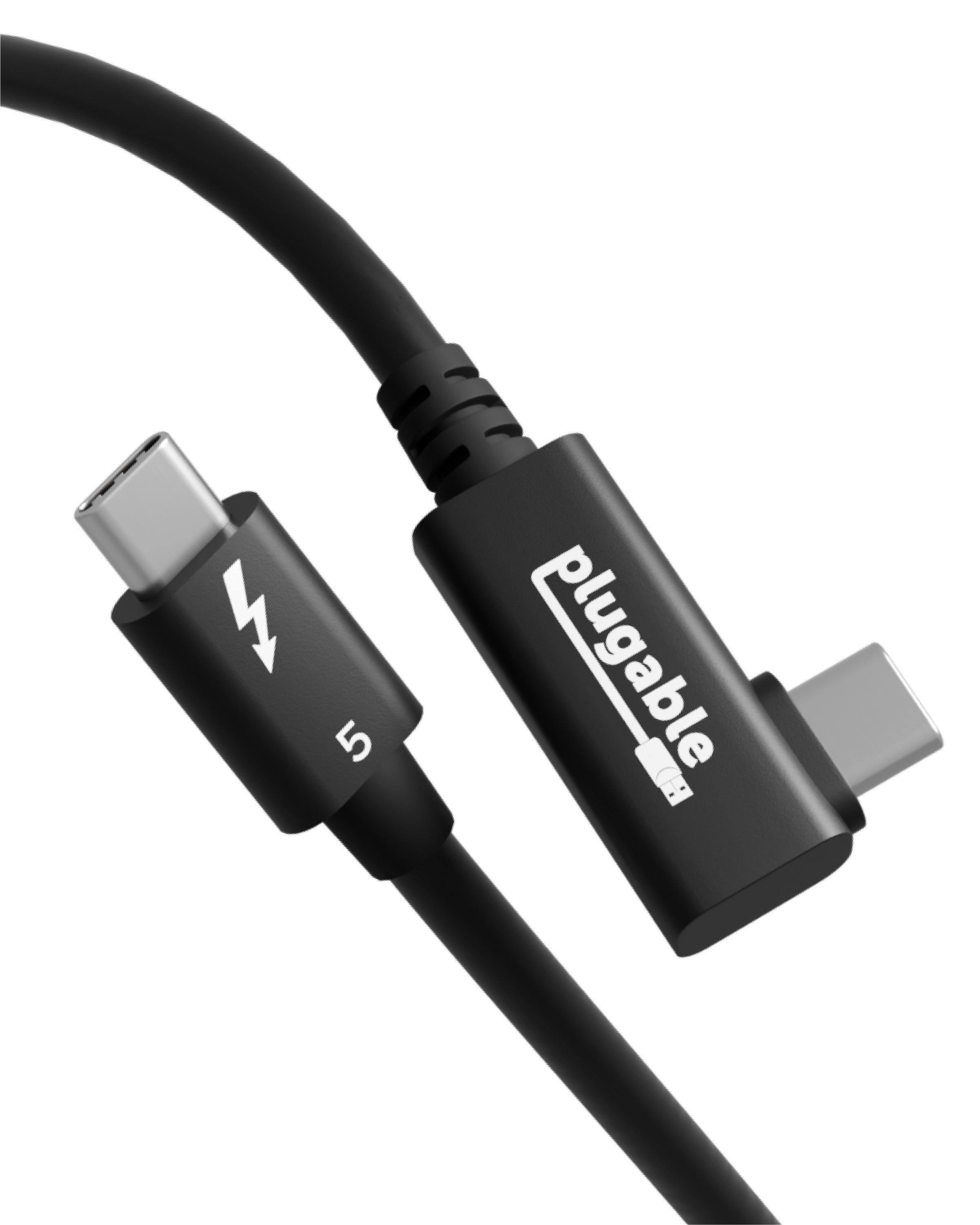 Front. Plugable - Thunderbolt 5 Cable Right Angle 80Gbps 240W Charging [Thunderbolt Certified] Up to 120Gbps Bandwidth Boost - Black.