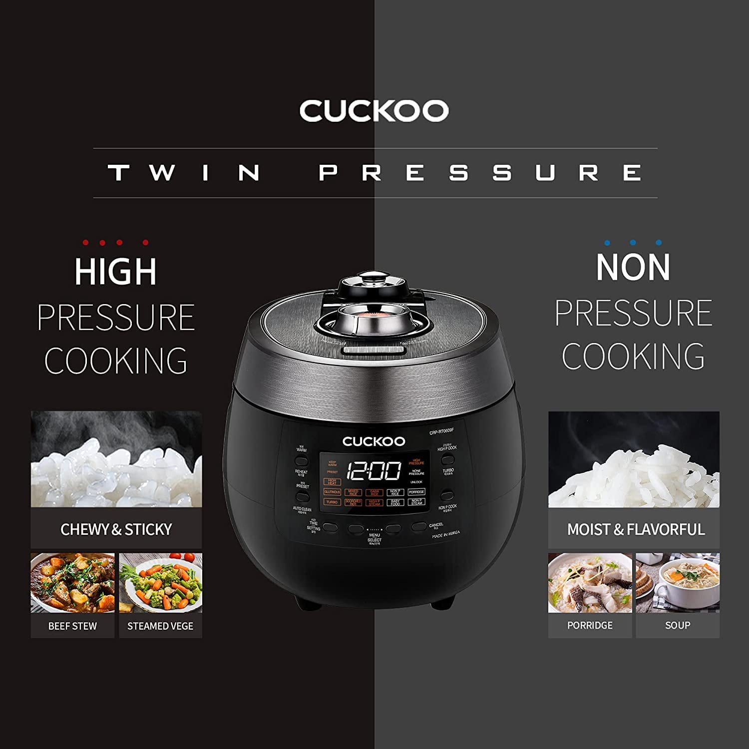 Cuckoo 6 Cup HP Twin Pressure Rice Cooker CRP RT0609FB Black CRP