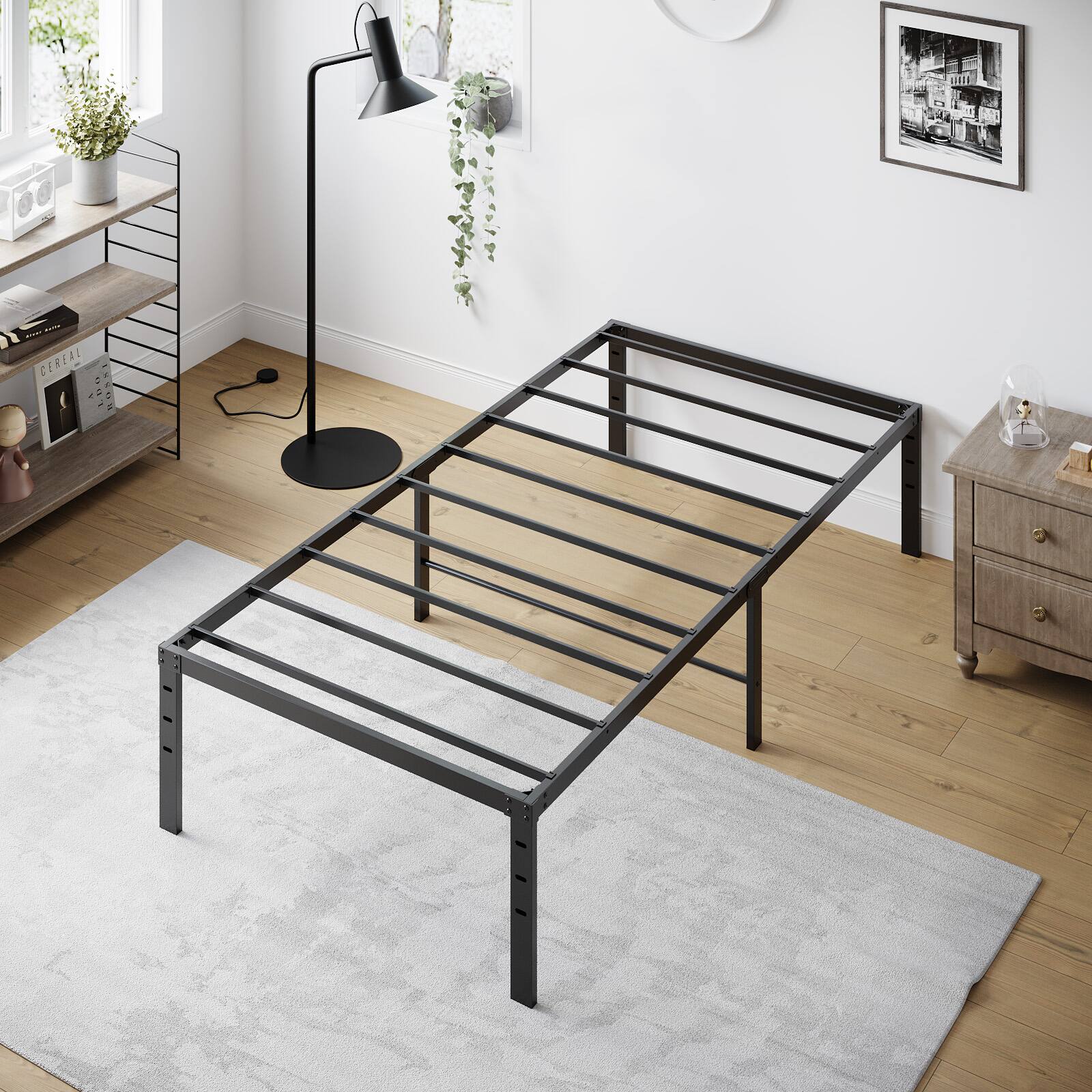 Alt View 7. Winado - 12 Inch Twin Full Queen King Metal Bed Frame Metal Platform Heavy Duty Metal Platform, No Box Spring Needed - Black.