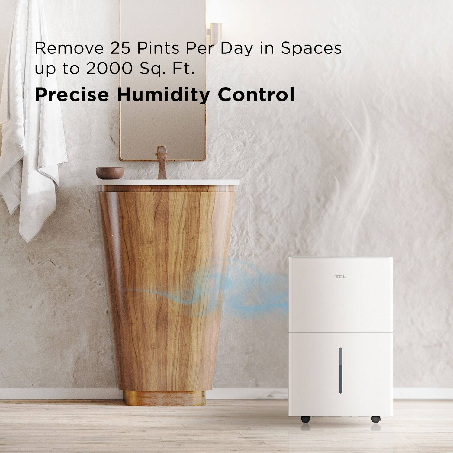 Remove 25 Pints Per Day in Spaces up to 2000 Sq. Ft. Precise Humidity Control TCL