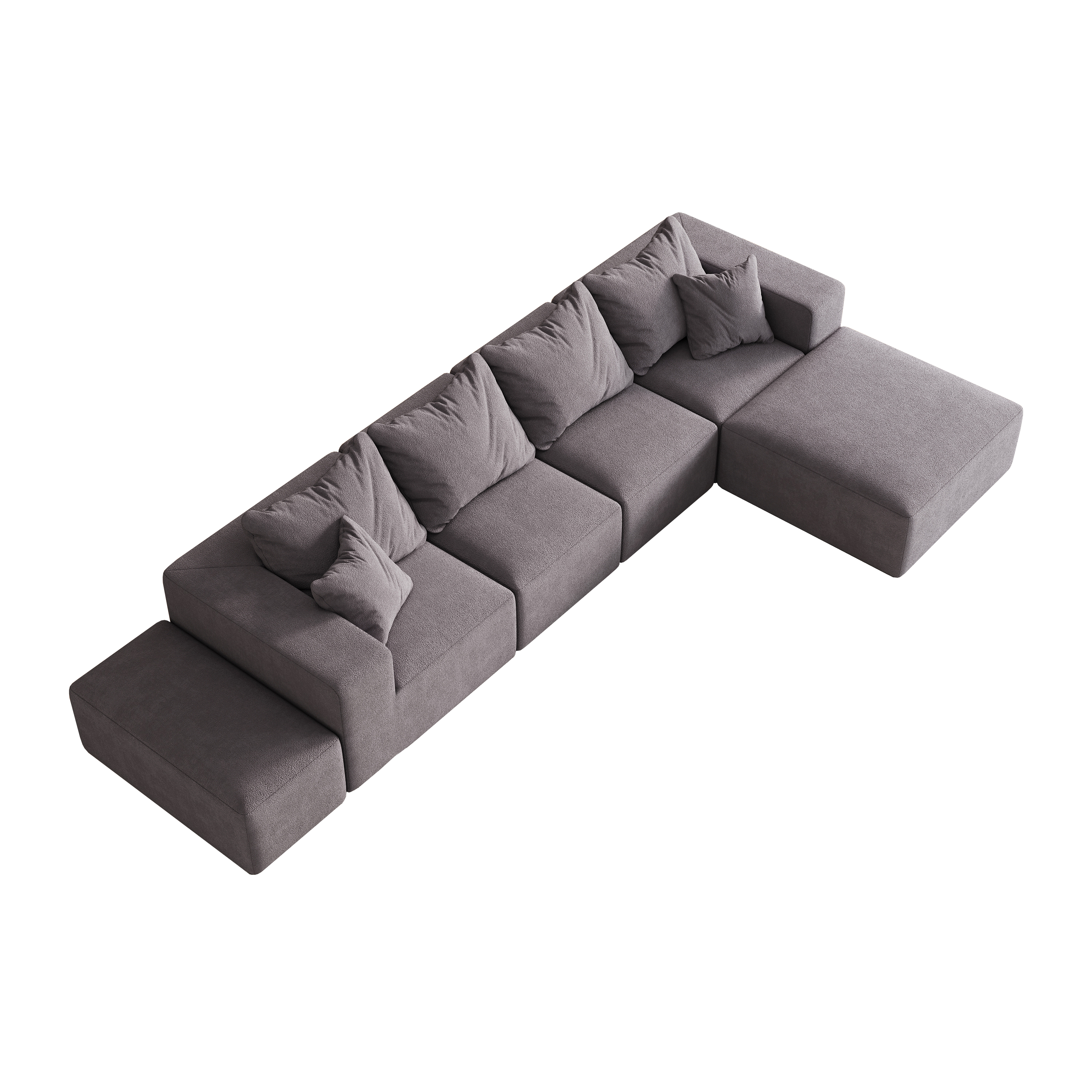 Alt View 2. Roomtec - Modern Upholstered Sectional Boneless Couch SetModular 132 inch L Shaped Sectional Living Room Sofa Set With 6 - Grey.