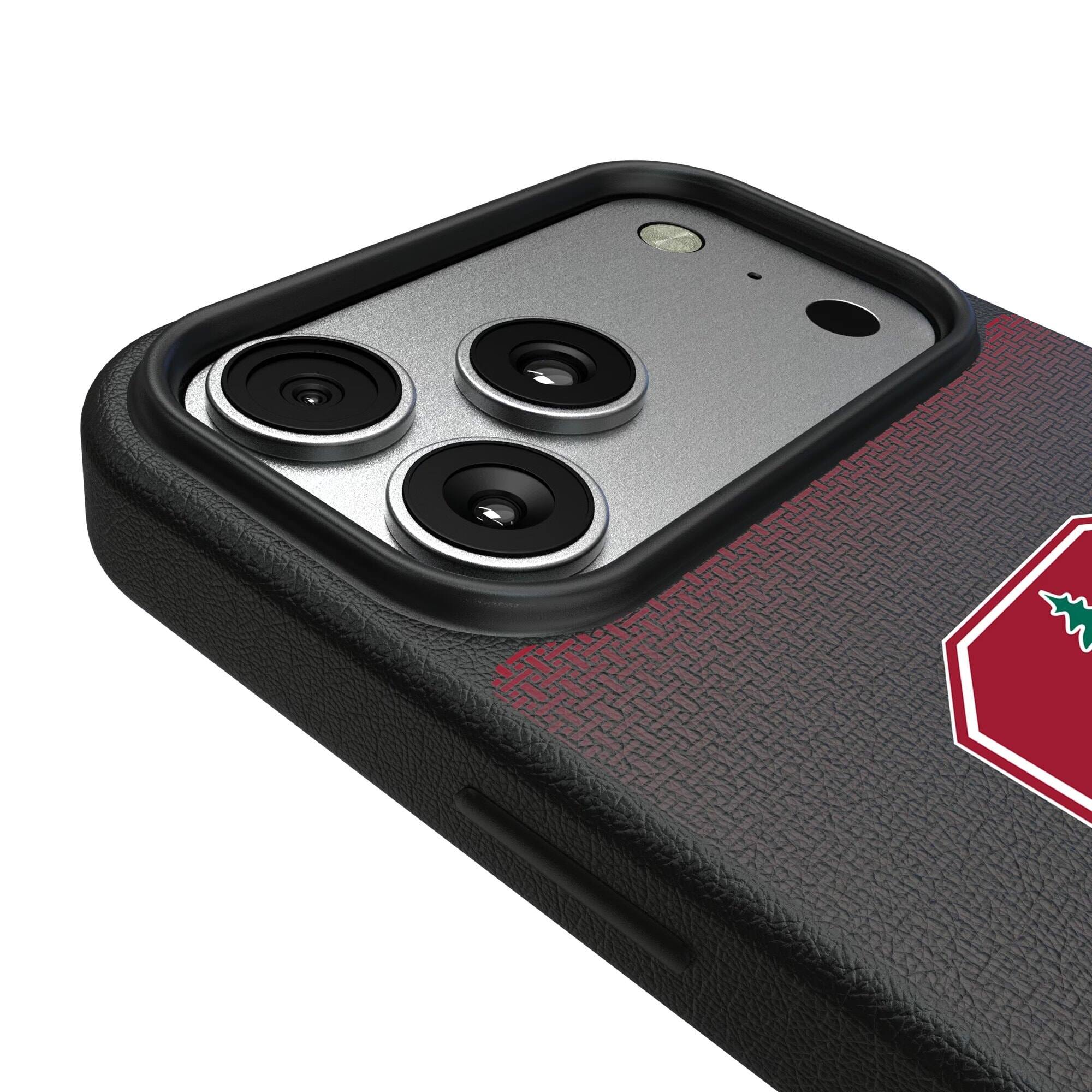 Alt View 2. Keyscaper - Stanford Cardinal Linen Logo iPhone Magnetic Bump Case - 15 - Black.