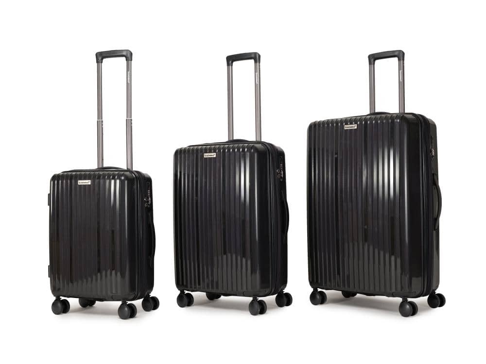BreeBe - Luggage Sets 3 Piece,Luggage Set PP Material Travel Suitcase Set With Spinner Wheels for Men Women, 20''/24''/28'' - Black