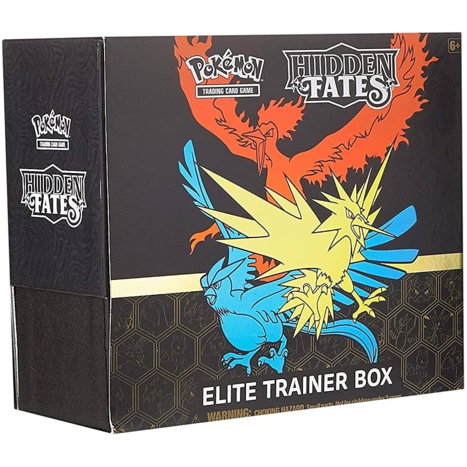 Pokémon Trading Card Game  
Hidden Fates  
Elite Trainer Box  

6+  
Warning: Choking Hazard - Small parts. Not for children under 3 years.