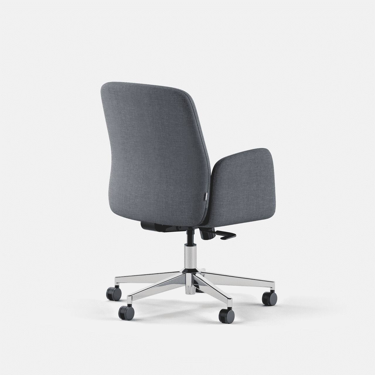 Left. Branch Furniture - Branch Softside Mid-Century Modern Mid Back Office Chair – Removable Arms, Adjustable Height, Cloud-Like Comfort - Overcast.